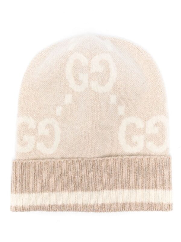 Gucci GG Damier-jacquard cashmere beanie