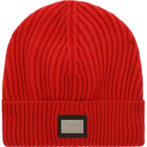 Dolce & Gabbana logo-plaque ribbed beanie hat