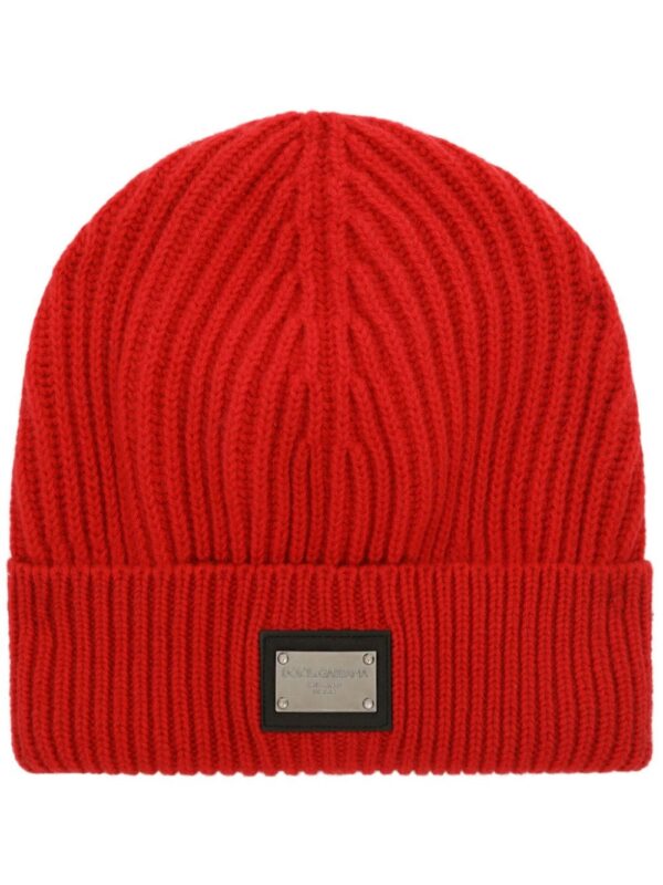 Dolce & Gabbana logo-plaque ribbed beanie hat