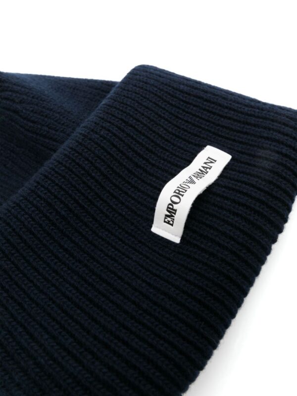 Emporio Armani logo-patch chunky-knit beanie - Image 2