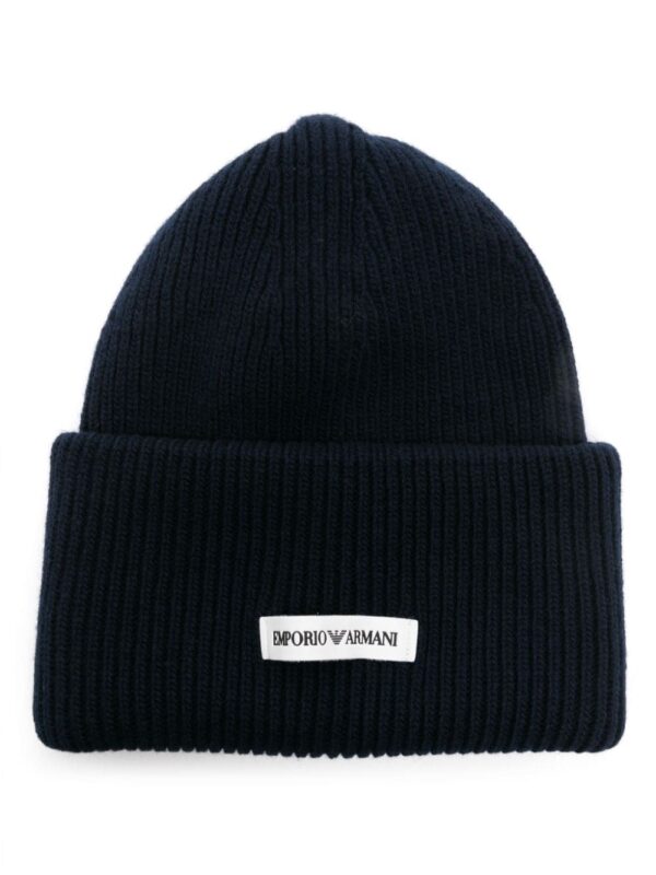 Emporio Armani logo-patch chunky-knit beanie
