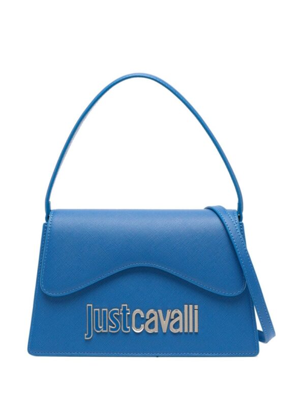 Just Cavalli logo-lettering saffiano-leather tote bag