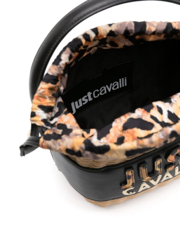 Just Cavalli basket-weave logo-embossed bucket bag - Image 5