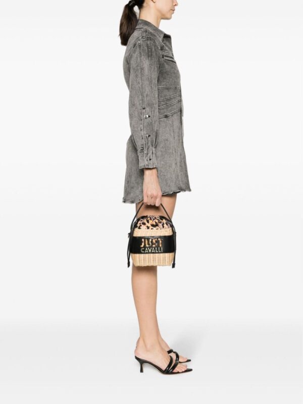 Just Cavalli basket-weave logo-embossed bucket bag - Image 2