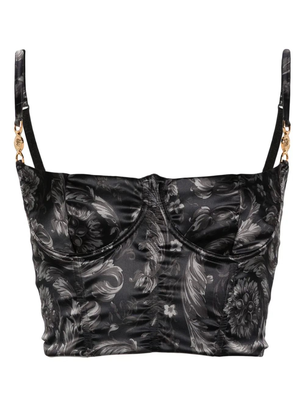 Versace Barocco-print satin bustier top