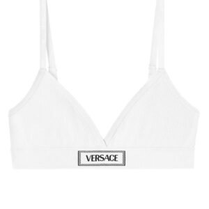 Versace logo-patch cotton-blend bra