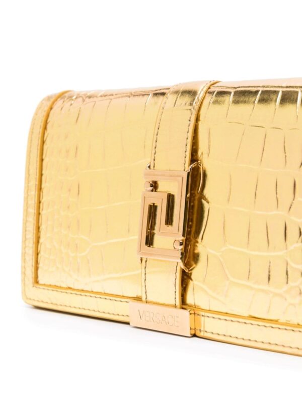 Versace crocodile-embossed metallic-leather crossbody bag - Image 4