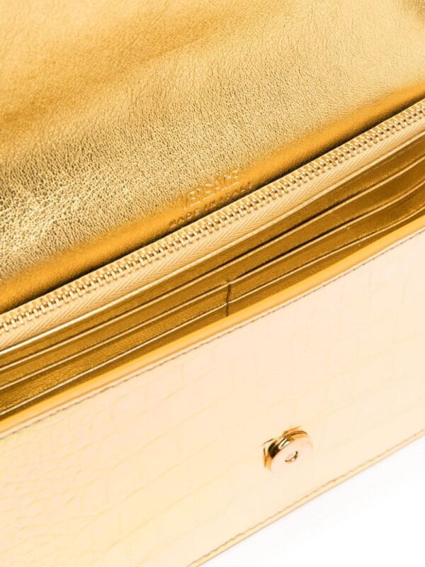 Versace crocodile-embossed metallic-leather crossbody bag - Image 5