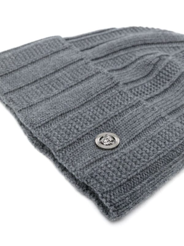 Versace Medusa-plaque ribbed beanie - Image 2