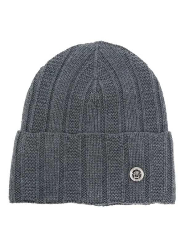 Versace Medusa-plaque ribbed beanie