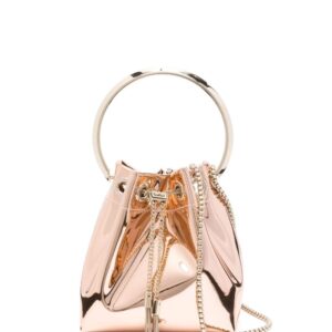 Jimmy Choo Bon Bon patent-finish bucket bag