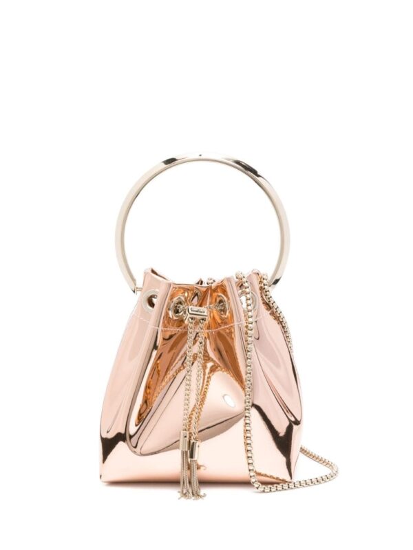 Jimmy Choo Bon Bon patent-finish bucket bag