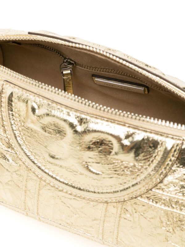 Tory Burch Fleming piped-trim metallic-leather tote bag - Image 5