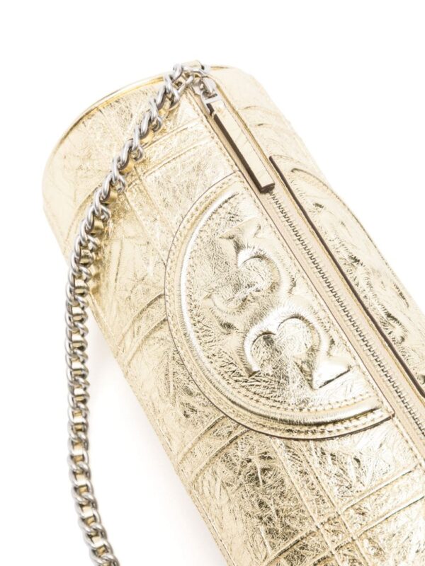 Tory Burch Fleming piped-trim metallic-leather tote bag - Image 4
