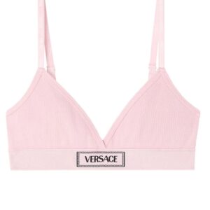 Versace logo-patch cotton-blend bra