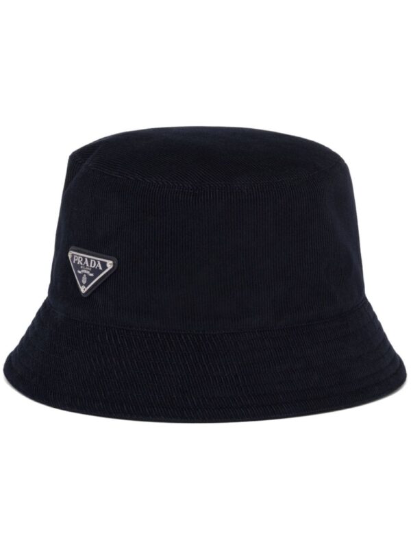 Prada enamel triangle-logo corduroy bucket hat