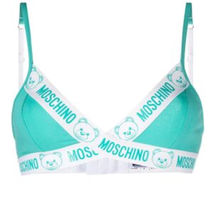 Moschino  flocked logo-bands cotton bra