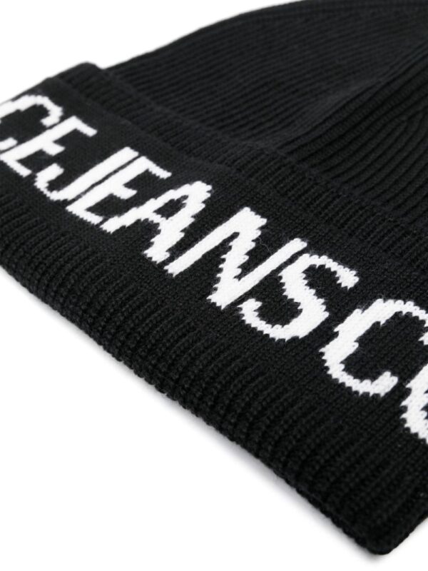 Versace Jeans Couture intarsia-knit logo ribbed-knit wool blend beanie - Image 2