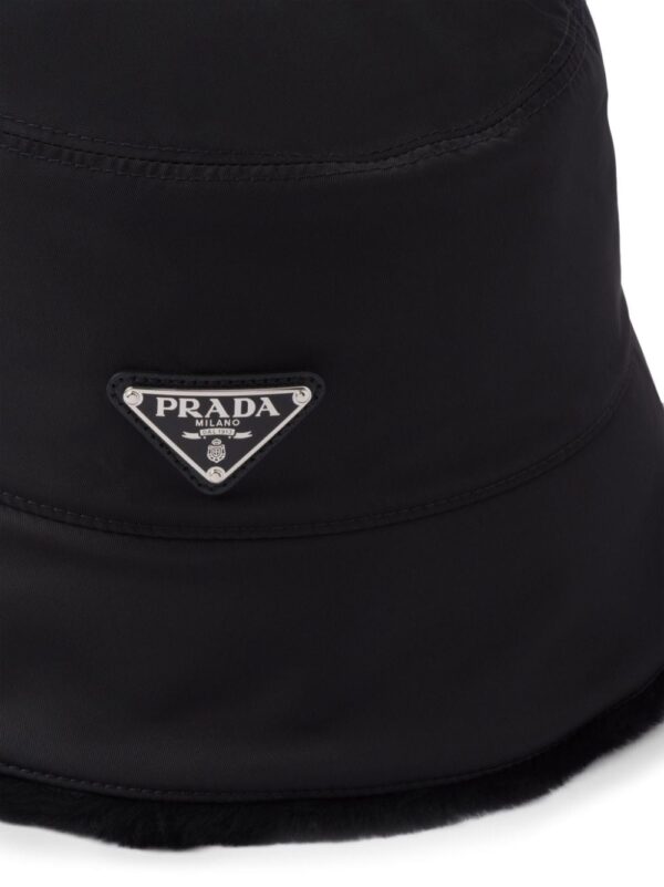 Prada triangle-logo shearling bucket hat - Image 3