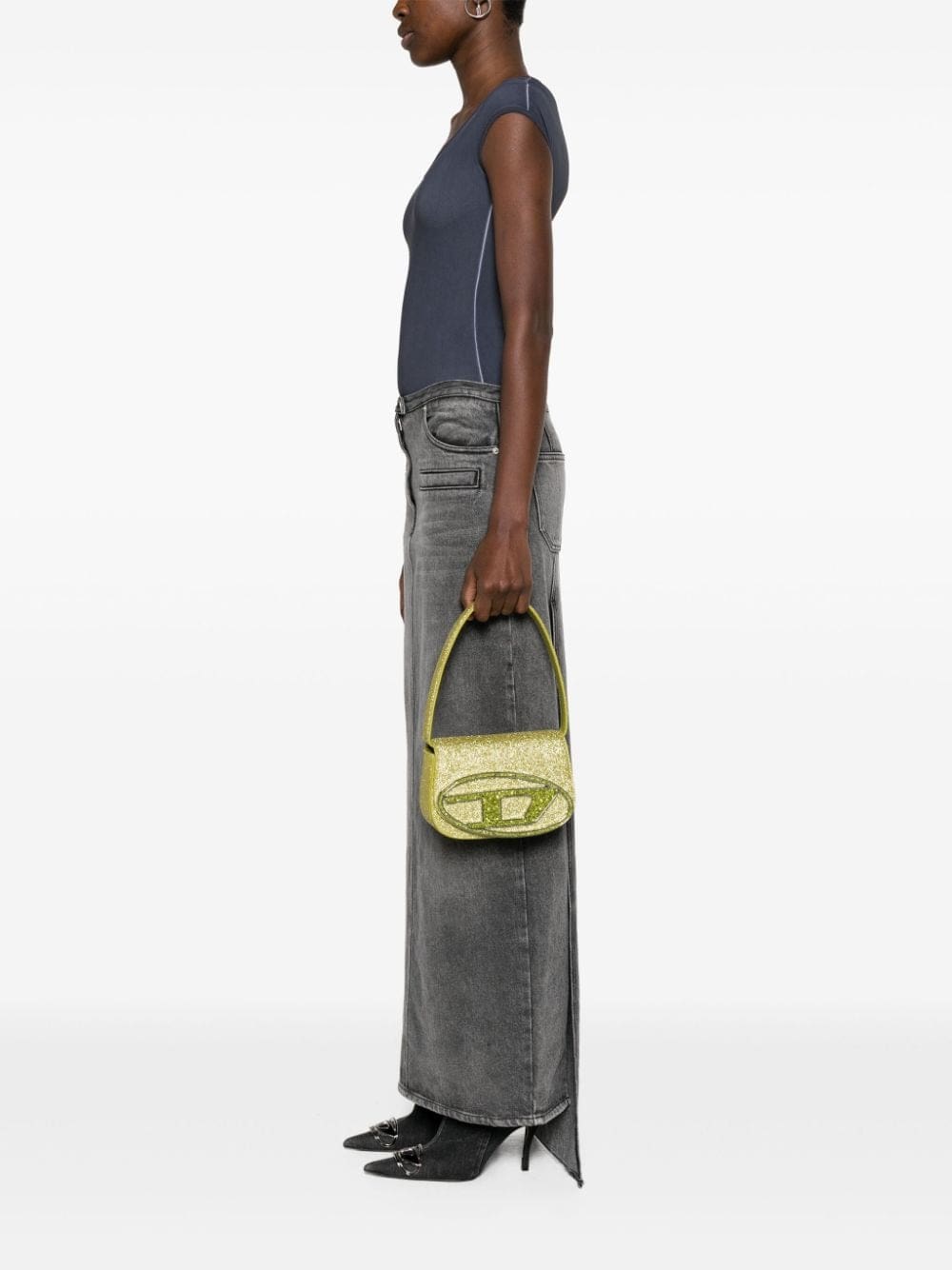 Diesel 1dr logo-plaque glitter-detail bag - Image 2