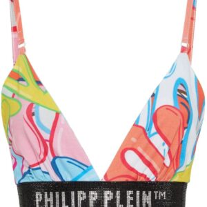 Philipp Plein  Graffiti embellished-band triangle bra