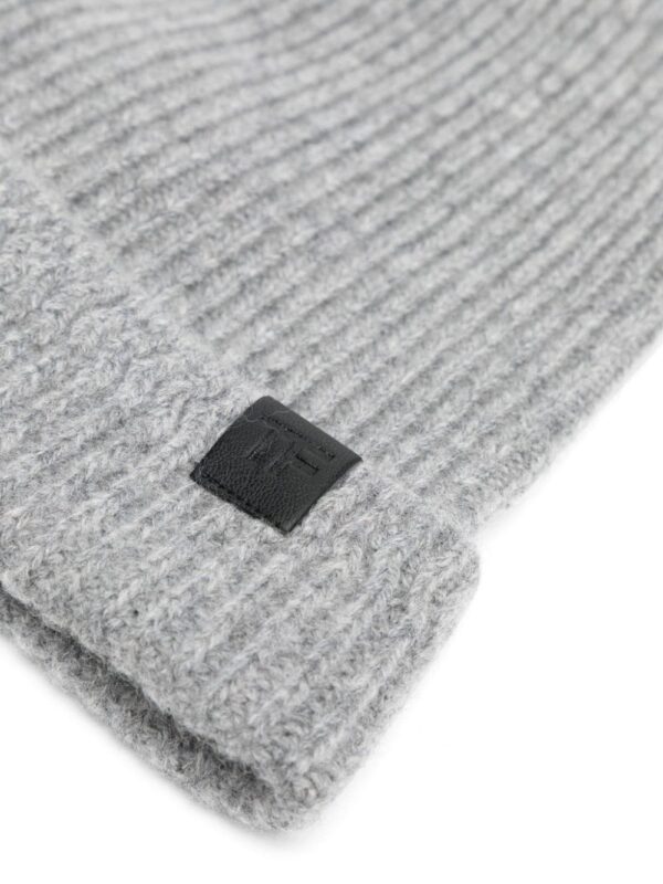 TOM FORD logo-patch ribbed beanie - Image 2