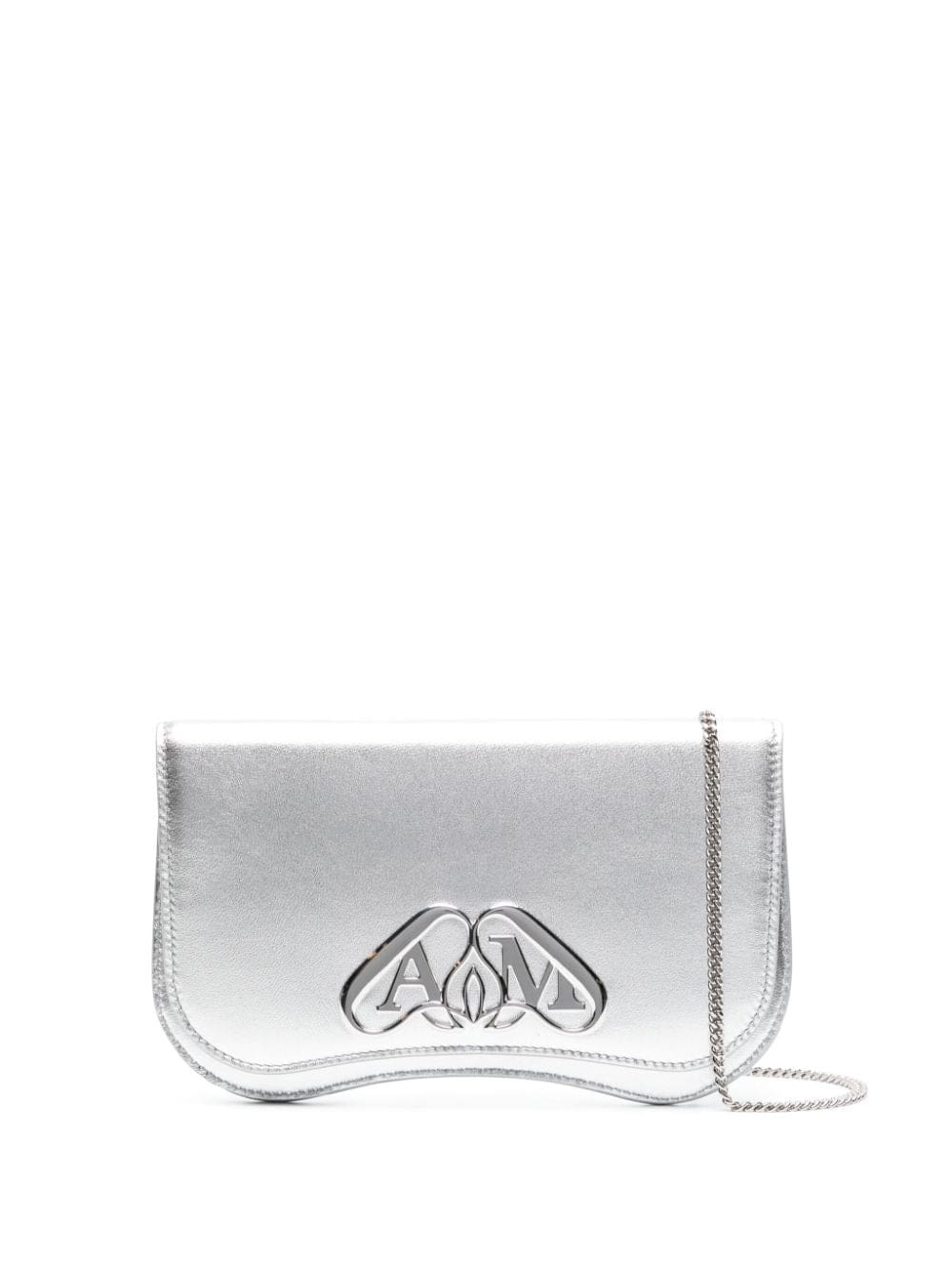 Alexander McQueen logo-plaque metallic clutch bag