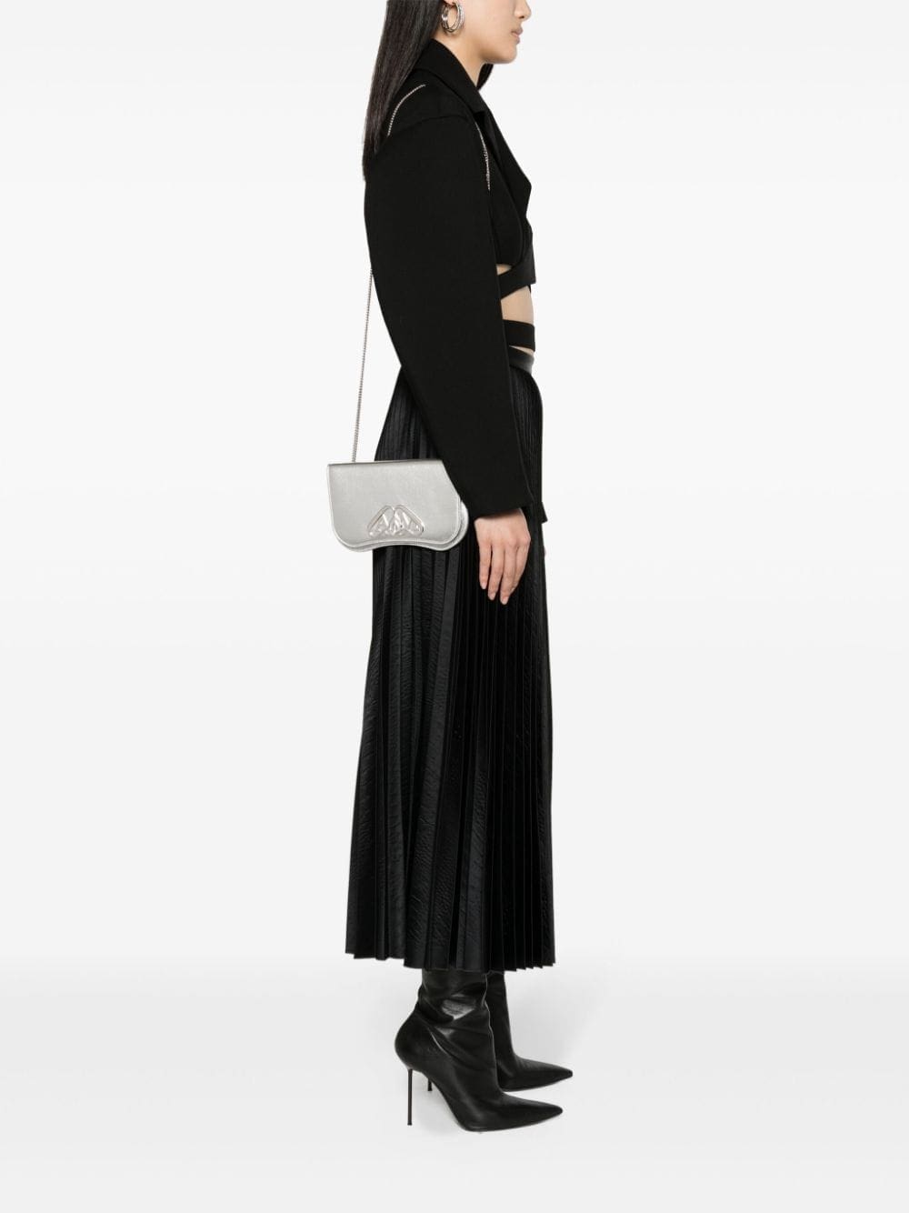 Alexander McQueen logo-plaque metallic clutch bag - Image 2