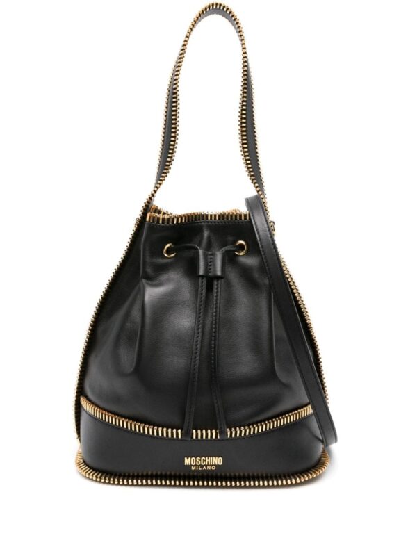 Moschino zip-trim leather bucket bag
