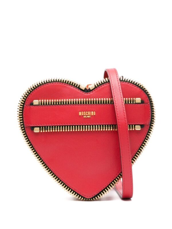 Moschino heart-shaped zip-detailing clutch bag