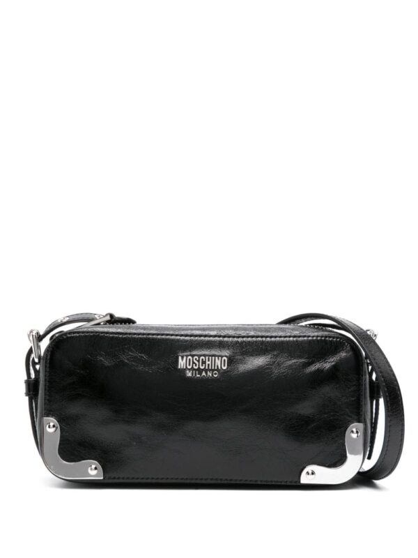 Moschino logo-plaque leather crossbody bag