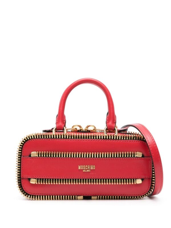 Moschino decorative-zip leather tote bag