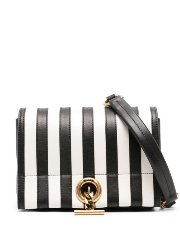 Moschino striped leather shoulder bag