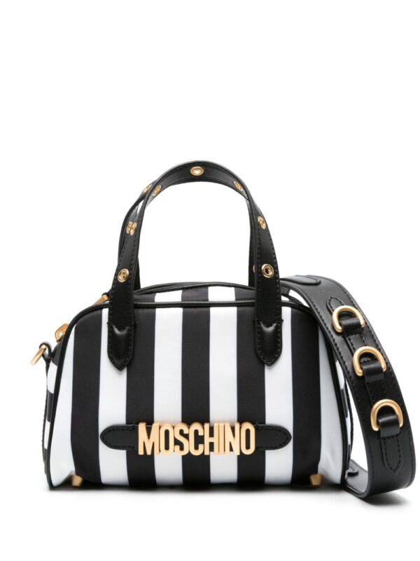 Moschino logo-lettering striped tote bag