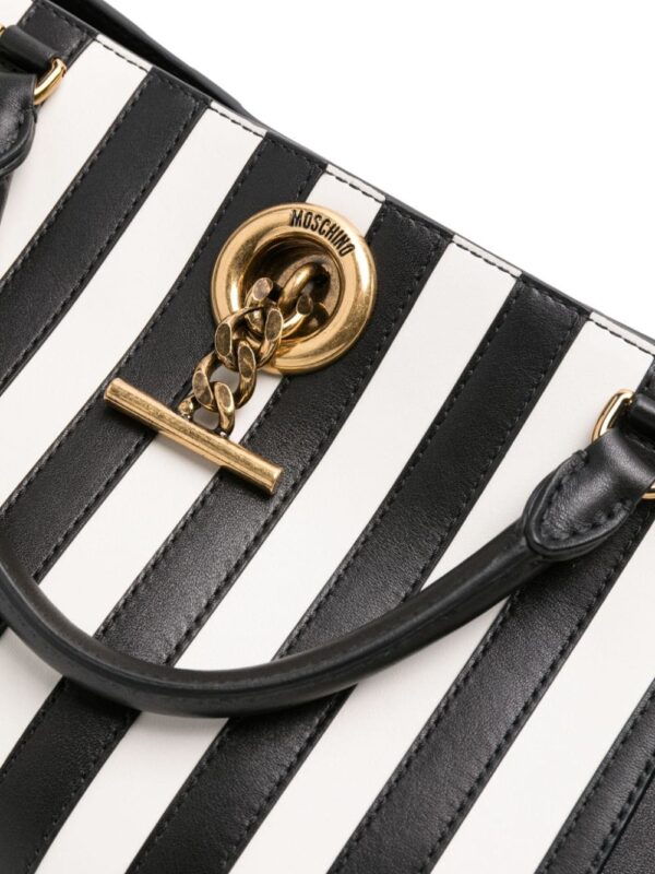 Moschino striped leather tote bag - Image 4