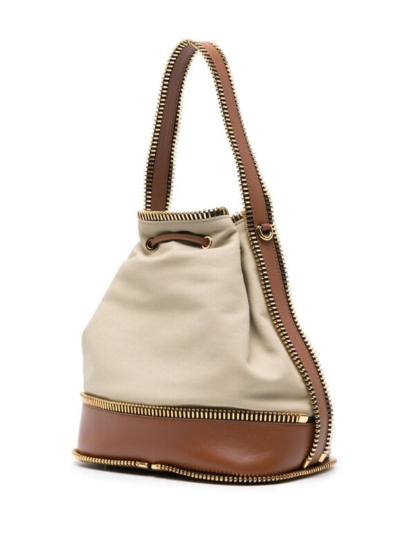 Moschino exposed-zip detail canvas bucket bag - Image 3