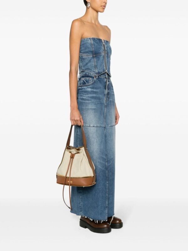 Moschino exposed-zip detail canvas bucket bag - Image 2