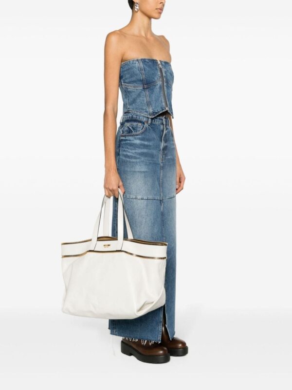 Moschino exposed-zip detail leather tote bag - Image 2