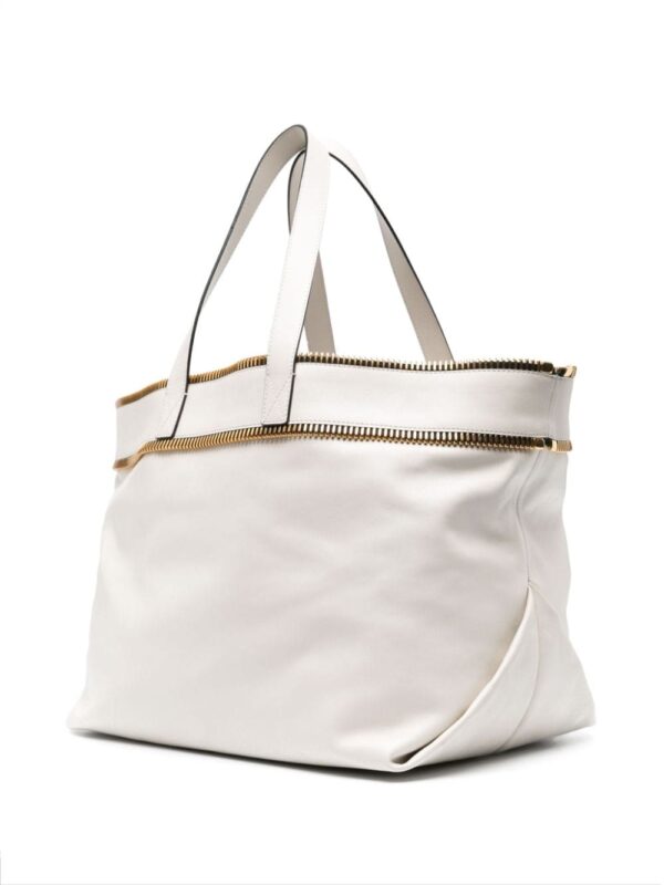 Moschino exposed-zip detail leather tote bag - Image 3