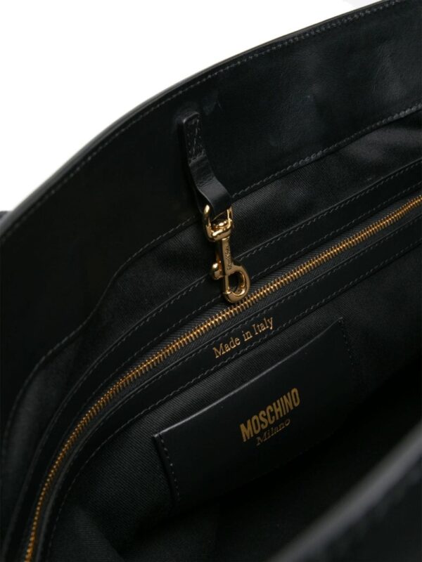 Moschino logo-print interwoven leather tote bag - Image 5