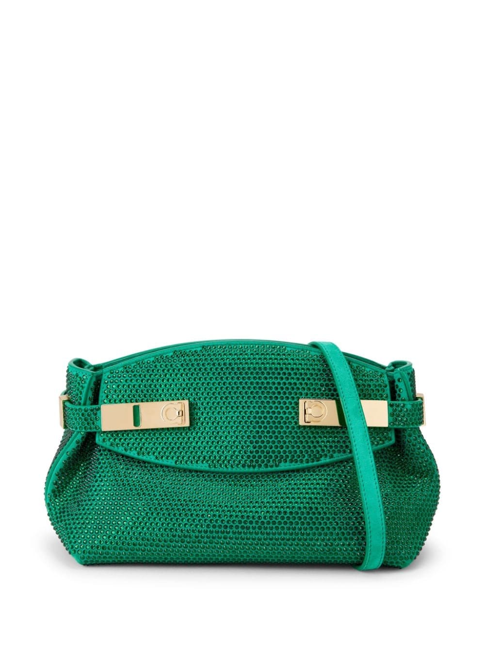 Ferragamo crystal-embellished leather clutch