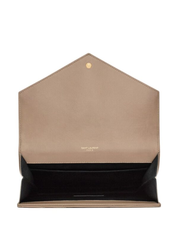 Saint Laurent logo-plaque quilted clutch bag - Image 4