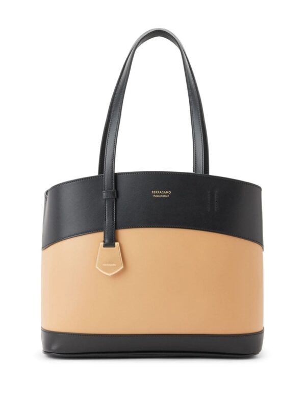 Ferragamo logo-print leather tote bag