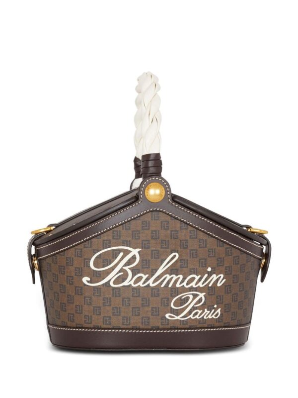Balmain mini Monogram canvas bucket bag