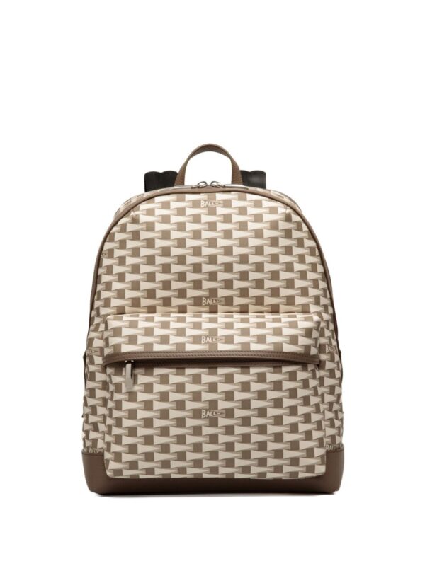 graphic-print faux-leather backpack