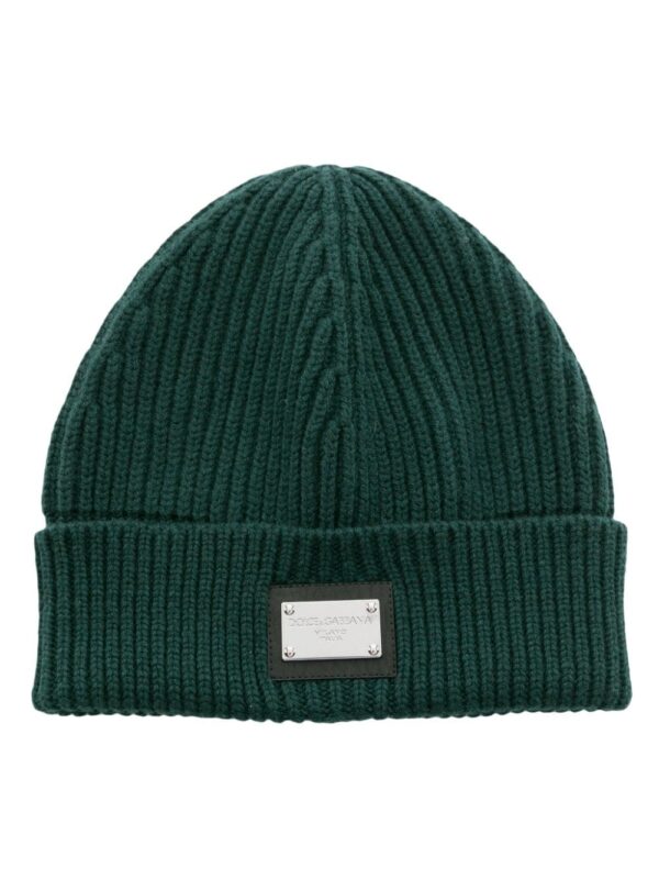 Dolce & Gabbana logo-plaque ribbed beanie