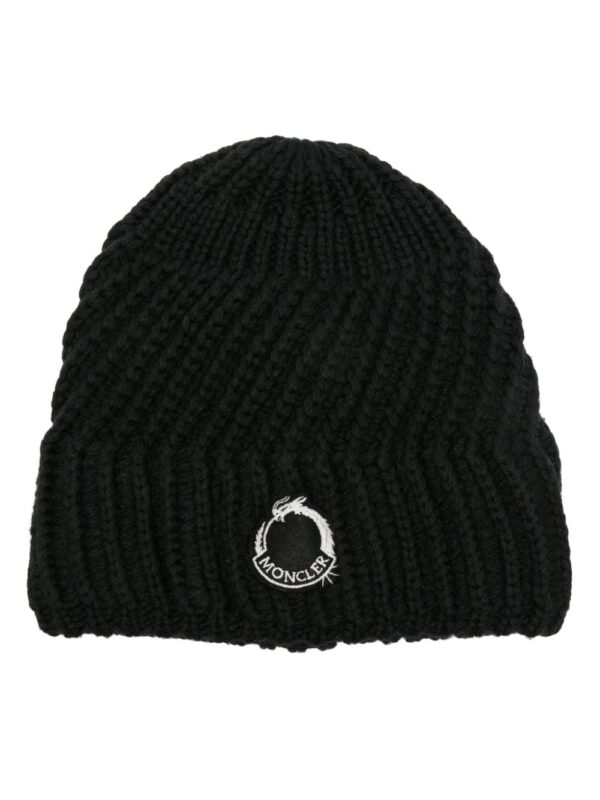 Moncler logo-patch ribbed beanie