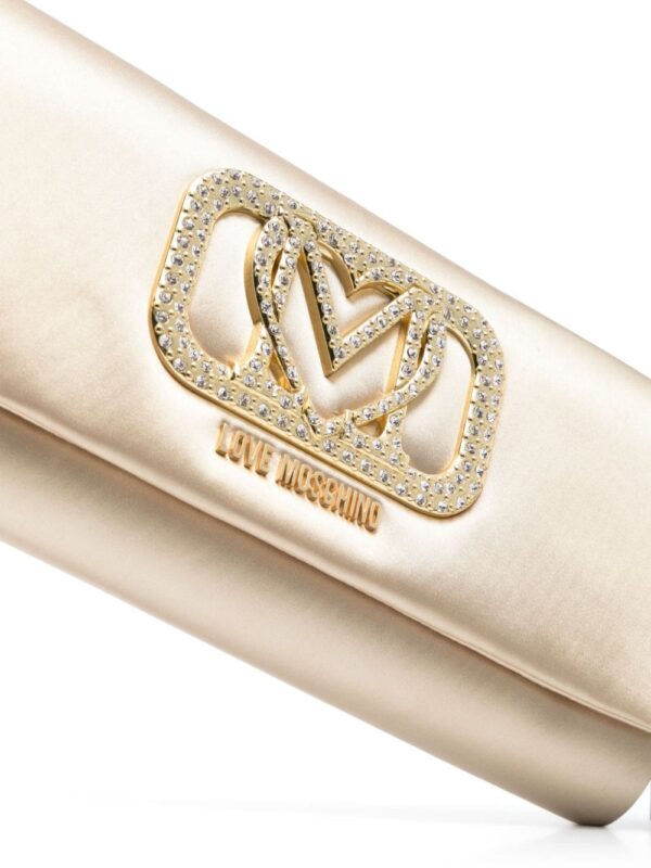 Love Moschino logo-plaque satin clutch bag - Image 4