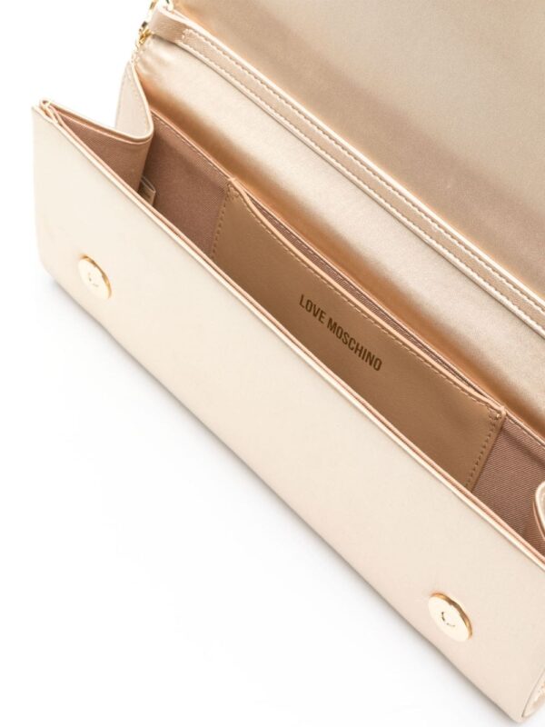 Love Moschino logo-plaque satin clutch bag - Image 5