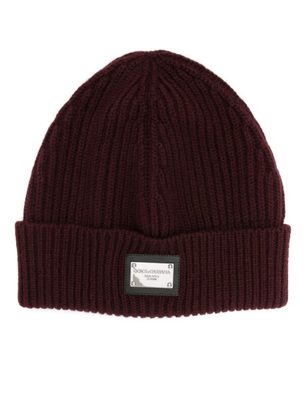 Dolce & Gabbana logo-plaque ribbed beanie